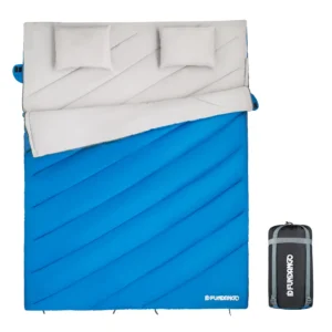 Double Sleeping Bag, Family Couple Camping Backpack Trip, Waterproof and Warm and Lightweight, with 2 Pillows
