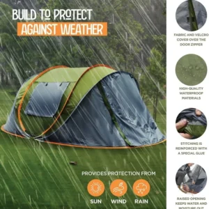 Camping Tent - 4-Person Easy Pop Up Tent with 2 Doors